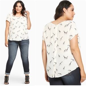 Torrid Giraffe Print Crepe Button Back Blouse
